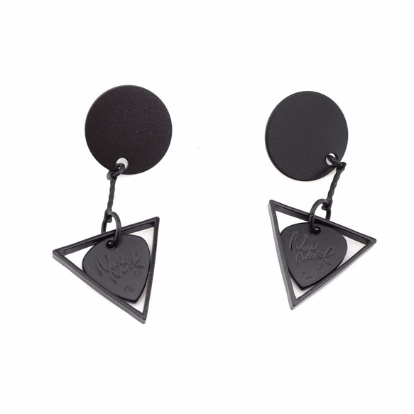 NEW NOISE 音樂飾品實驗所-三角鐵耳環(霧黑色) Triangle earrings 第2張的照片