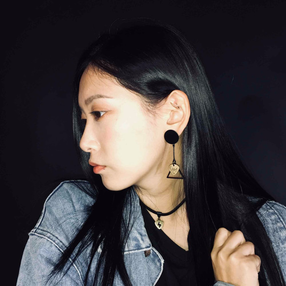 NEW NOISE 音樂飾品實驗所-三角鐵耳環(霧黑色) Triangle earrings 第3張的照片