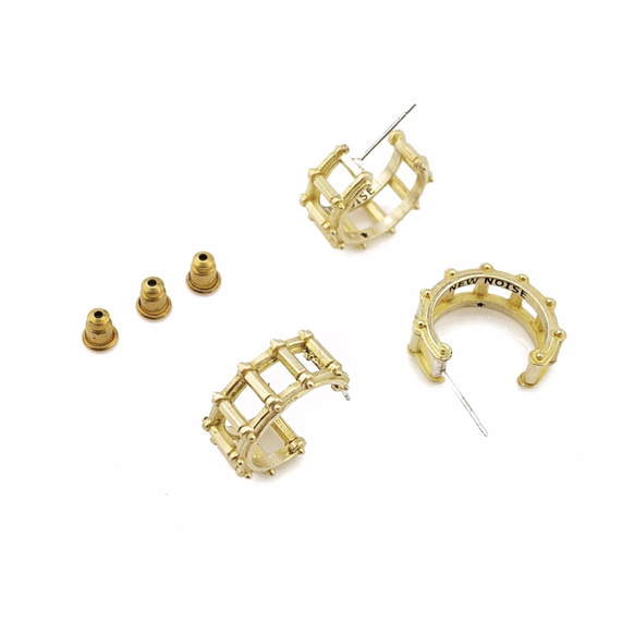 NEW NOISE 音樂飾品實驗所-小鼓骨架耳環(黃銅染黑色) Drum earrings 第6張的照片