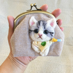 子猫 ブリティッシュショートヘア　がま口財布 1枚目の画像