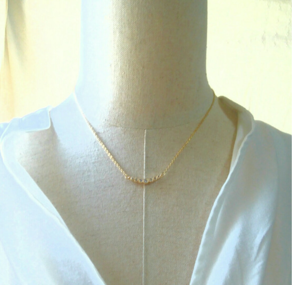 40㎝ Gold zirconia necklace…16KGP & 18KGP… 1枚目の画像