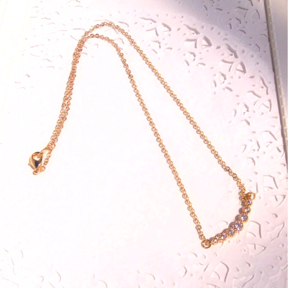 40㎝ Gold zirconia necklace…16KGP & 18KGP… 3枚目の画像