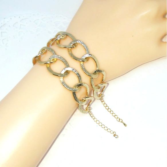 選べるｻｲｽﾞ♡Gold chain bracelet…金属ｱﾚﾙｷﾞｰ対応… 5枚目の画像