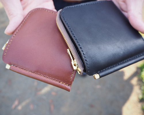 L字ファスナーのマネークリップ(栃木レザー ブラックorブラウン