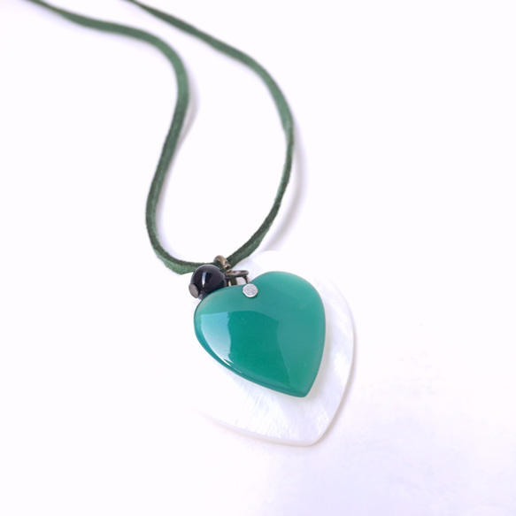 A complete heart- happiness LOVE｜Green Gemstone Necklace 1枚目の画像