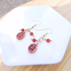 Unique handmade gemstone drop earrings｜Xmas Limited 2枚目の画像