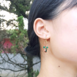 Elegant gemstone drop earrings｜Emerald Green Onyx 5枚目の画像