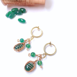 Elegant gemstone drop earrings｜Emerald Green Onyx 6枚目の画像