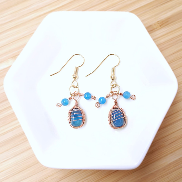 Romantic gemstone drop earrings｜Marina Blue Onyx 2枚目の画像