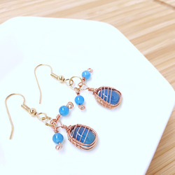 Romantic gemstone drop earrings｜Marina Blue Onyx 3枚目の画像