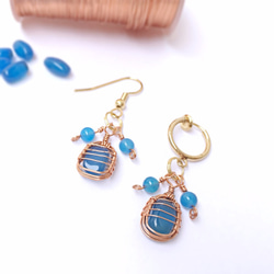 Romantic gemstone drop earrings｜Marina Blue Onyx 4枚目の画像