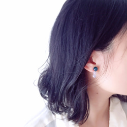 Stylish gemstone stud earrings｜Forest Green｜Clip-on 2枚目の画像
