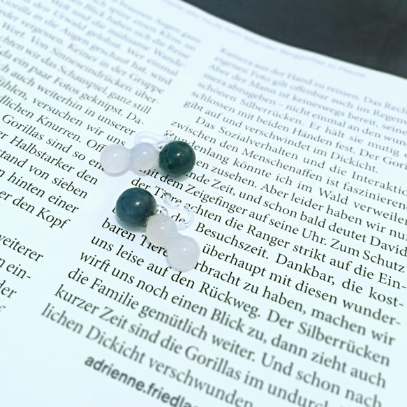 Stylish gemstone stud earrings｜Forest Green｜Clip-on 4枚目の画像