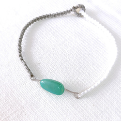 Handmade Lake green gemstone waterproof bracelet｜春 期間限定 3枚目の画像