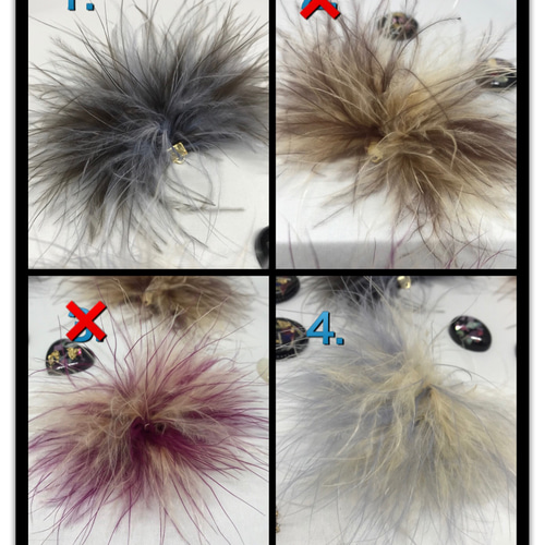 No.291ワイヤーハートカボションピンクゴールド♡マラボーファーピアス 