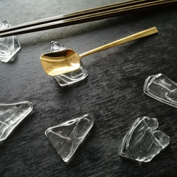石畳～透明 (大)３個セット　ガラスの箸置き 1枚目の画像