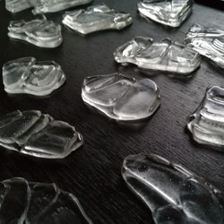 石畳～透明 (大)３個セット　ガラスの箸置き 5枚目の画像