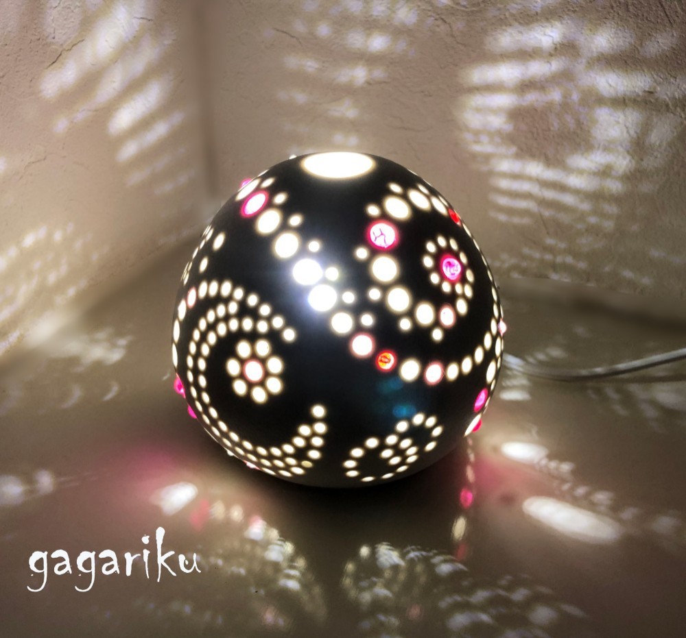 みみずく陶器ランプシェード　ハンドメイド　かわいい　LED電球セット みみずく陶器ランプシェード ハンドメイド かわいい LED電球