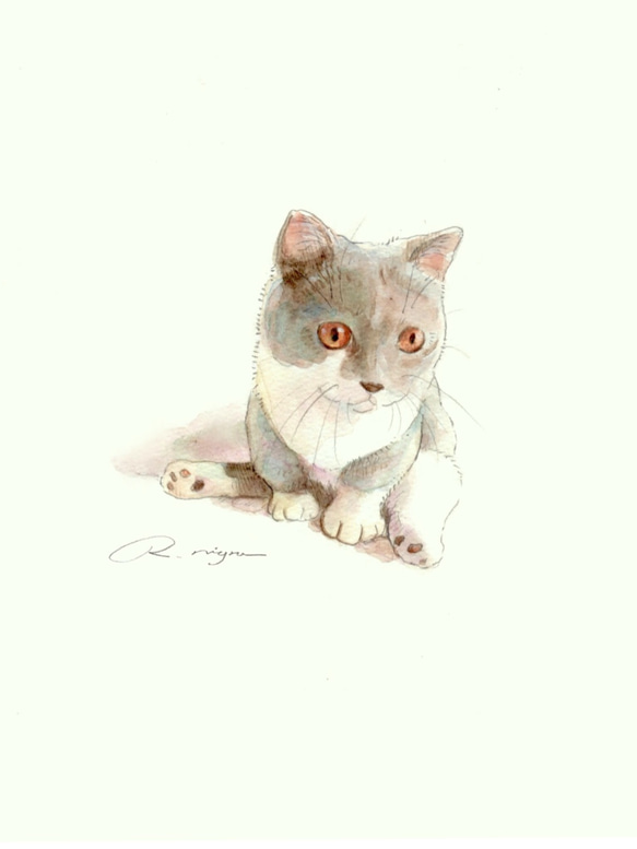 【アンティーク絵画】猫の水彩画 2020年作 猫の絵 255 水彩画 原画 茶トラ｜Yahoo!フリマ（旧PayPayフリマ）
