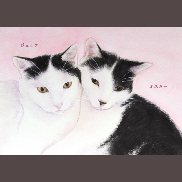 【A4/2匹】ペットのリアルな似顔絵オーダー【犬・猫・鳥…どんな動物でも】※割引・名入れ可 5枚目の画像