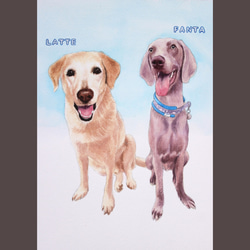 【A4/2匹】ペットのリアルな似顔絵オーダー【犬・猫・鳥…どんな動物でも】※割引・名入れ可 7枚目の画像