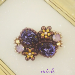 ビーズ刺繍✤きらきらブローチ✦紫　《送料無料》 3枚目の画像