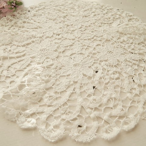 フランスヴィンテージのボビンレースドイリー リメイク素材 レース