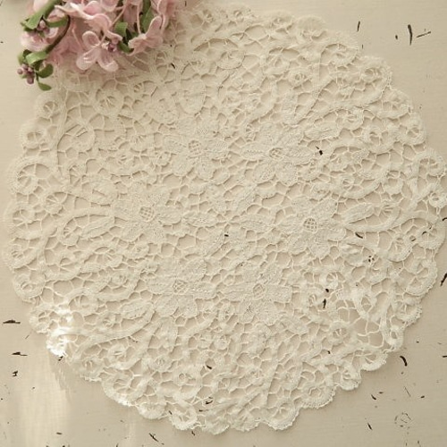 フランスヴィンテージのボビンレースドイリー リメイク素材 レース