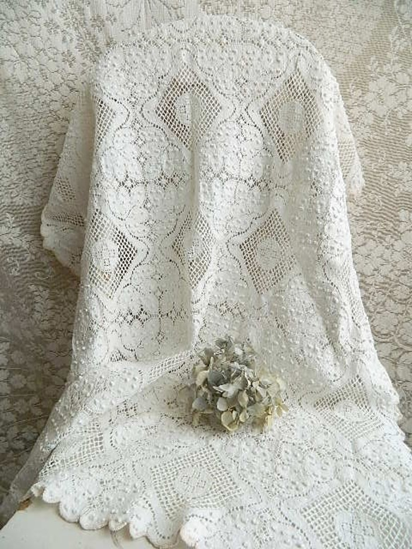 イギリスVintage クロッシェ編みレース テーブルクロス - メルカリ