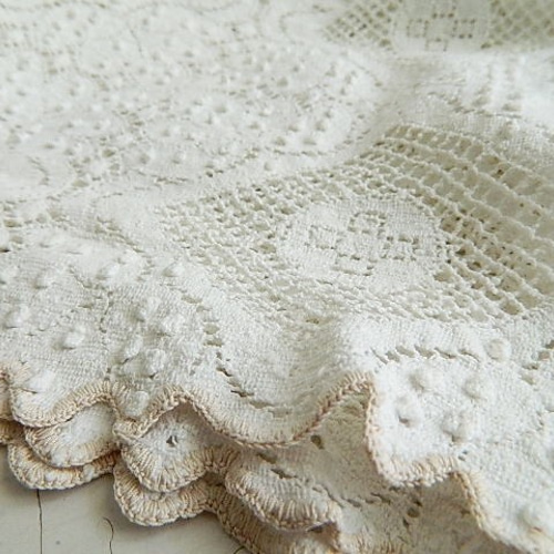 Vintage　ノッティンガムレース　イングランド　テーブルクロス 英国ノッティンガムレースのヴィンテージテーブルクロス レース