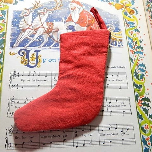 フランスヴィンテージのニードルポイントのクリスマスソックス その他