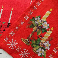 スウェーデンヴィンテージのクリスマステーブルランナー2枚 北欧の