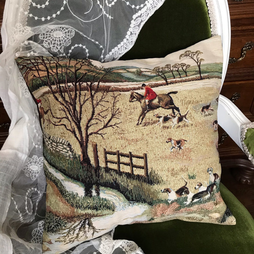 ☆再販☆スペイン製輸入生地 ゴブラン織り Fox クッションカバー3点