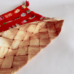 綿麻キャンバスのパン柄とカゴプリント巾着袋　(ベージュ) 6枚目の画像