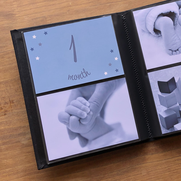 アルバム整理カード《くすみブルー 星》マンスリーカード 1枚目の画像