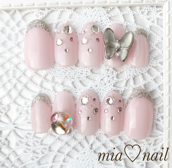 C'HER蝶々ネックレスハンドメイドネイルチップ 48d9ae62dd20458de0d9a5b21cd355