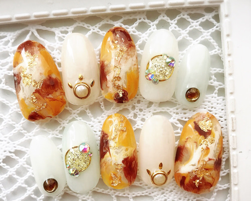 大理石風べっ甲秋ネイル ネイルチップ（つけ爪） mia♡nail 通販