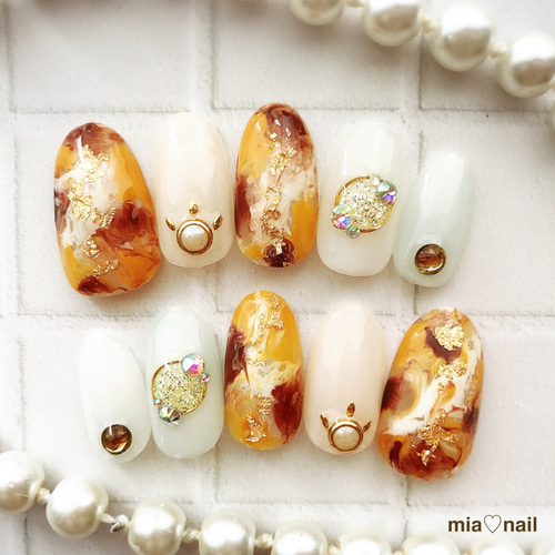 大理石風べっ甲秋ネイル ネイルチップ（つけ爪） mia♡nail 通販