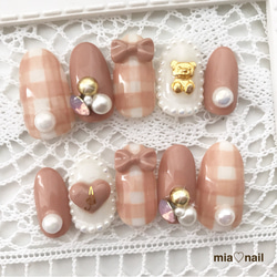 ゆめかわいい〜クマさんのブラウンネイル ネイルチップ（つけ爪） mia