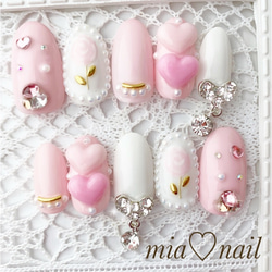 ネイルチップ ピンク マグネットネイル フレンチネイル リボン