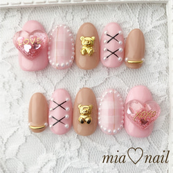 ♡ぷっくりハートのニットネイル♡ ネイルチップ　ハンドメイド 0_a48cdc579f6a9e94018179dca085
