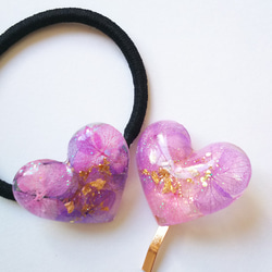 【幸運・浄化】紫陽花のお守りヘアゴム・ポニーフック 1枚目の画像