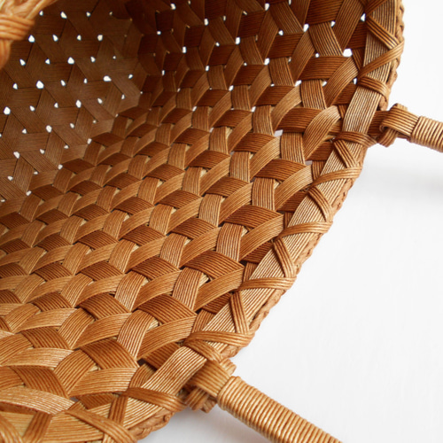 鱗崩し華編みの柿渋仕上げバッグ（クラフトバンド） かごバッグ ぽほぱ