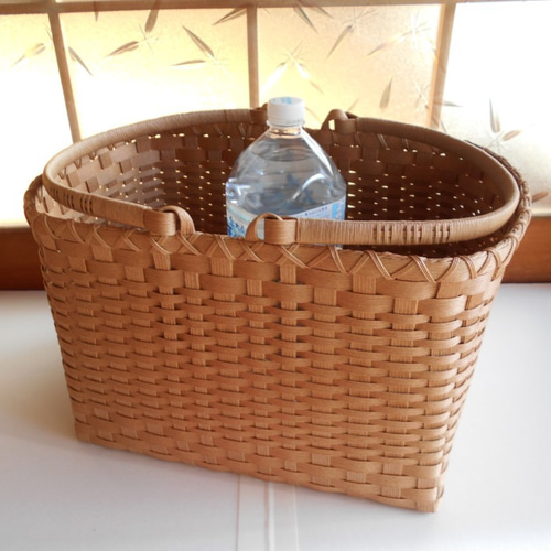 柿渋仕上げのお買い物かご（クラフトバンド） かごバッグ ぽほぱほ工房