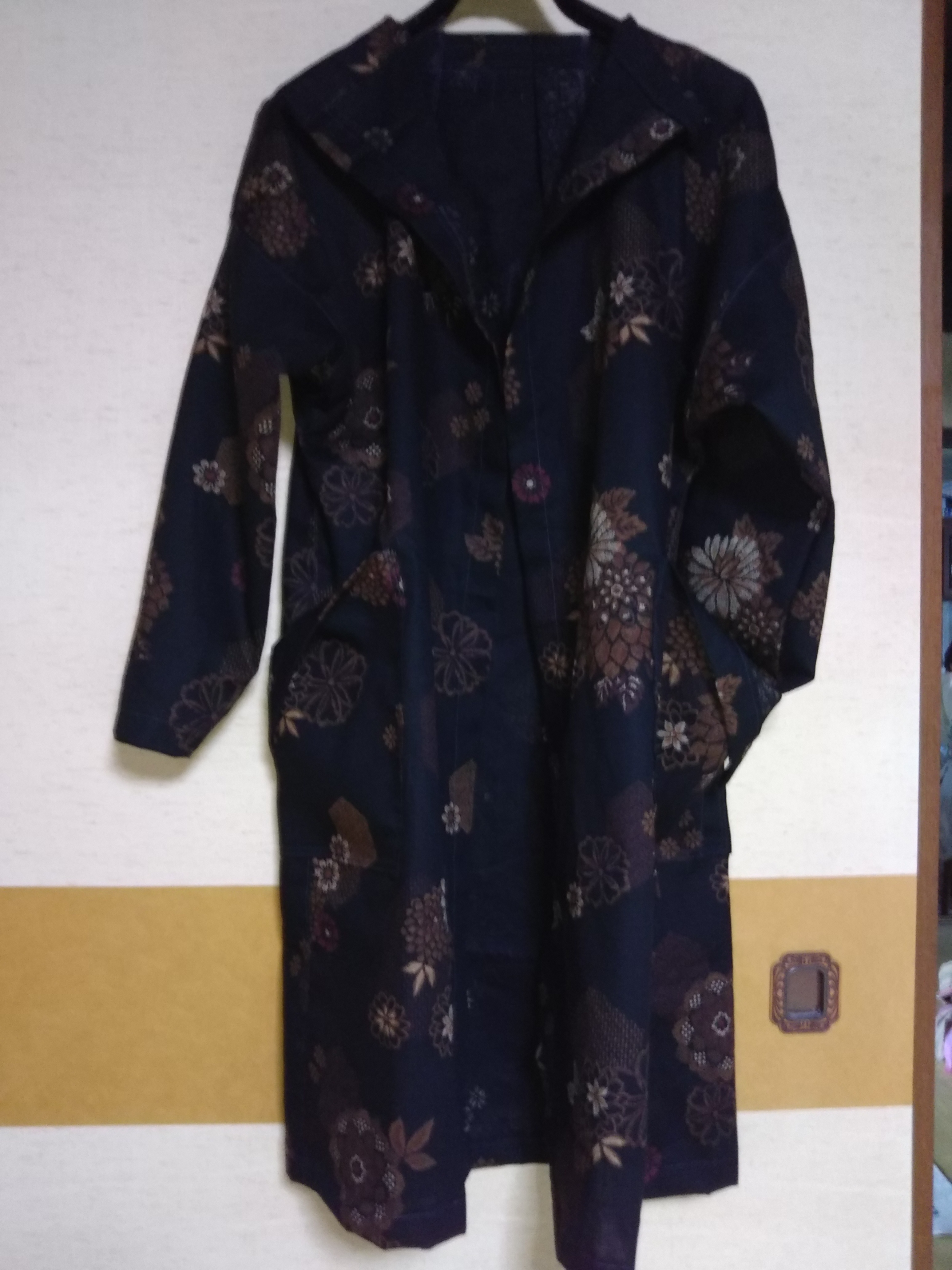 秋  和柄ふんわりコート朱色