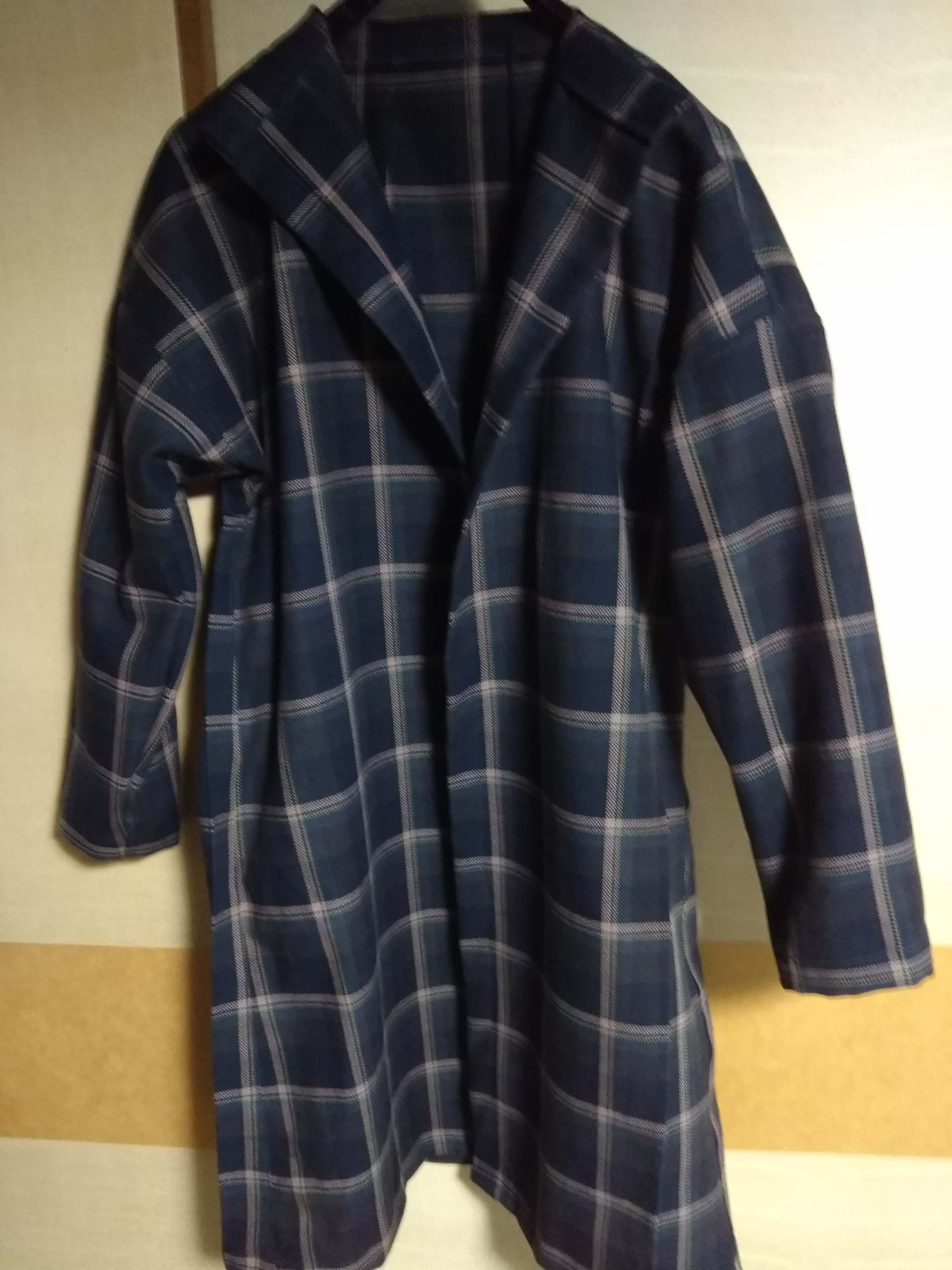 ウール素材ふんわりコートチェック柄コート