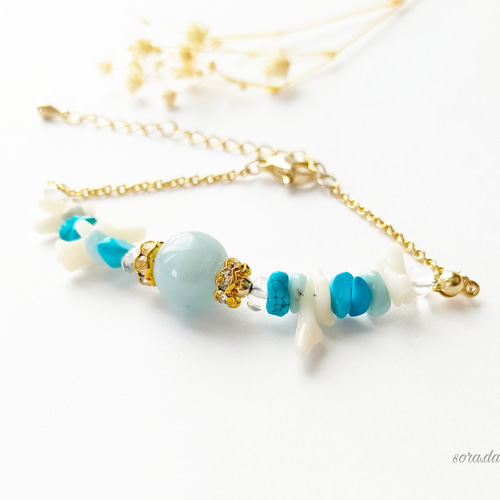 アクセサリー ネックレス サンゴ アクアマリン フローライト