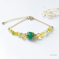 グリーンアベンチュリン・ペリドット・シトリンの華奢な天然石