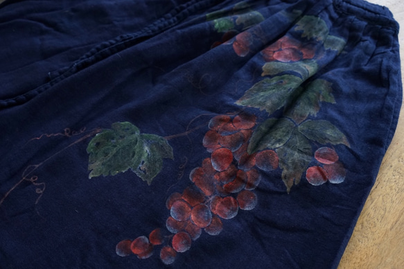 手書きのダブルコットン糸スカート（青い染料） 4枚目の画像
