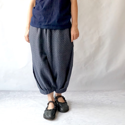 ちょうちんパンツ/グレー/三河木綿刺し子織り キュロット・ワイド
